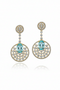Gold AD Circular Chandelier Drop Earrings – white background studio promotional image