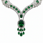 Close-up detail of emerald centerpiece stones