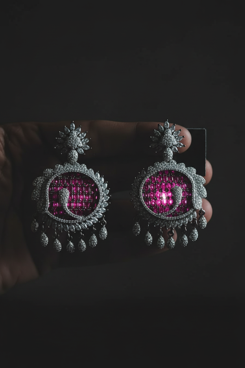 Ruby Diamond Chandbali Disc Earrings - editorial lifestyle shot