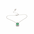 Emerald Green Square CZ Chain Pendant - Studio White Background