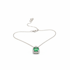 Emerald Green Square CZ Chain Pendant - Studio White Background
