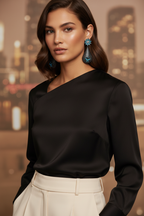 Turquoise Daisy & Black CZ Teardrop Earrings – lifestyle editorial look