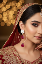 Rose Gold AD Open Teardrop Hoop Earrings - Bridal Lifestyle Editorial
