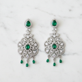 Silver AD Emerald Chandelier Earrings - Studio Promotional Shot