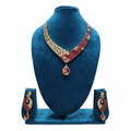 Ruby Polki Kundan Necklace Set promotional image on white background