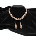 Rose Gold Wheat Leaf AD Necklace Set - Studio Promotional Shot