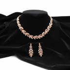 Rose Gold Wheat Leaf AD Necklace Set - Studio Promotional Shot