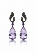 Violet Mist Wave Teardrop Drop Earrings – white background studio promotional image