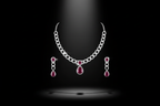 Ruby AD curb chain necklace set promotional banner on black background