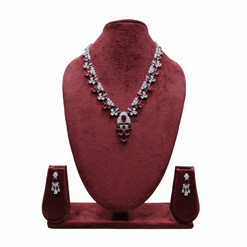 Ruby Red AD Necklace Set - Studio Promotional Shot