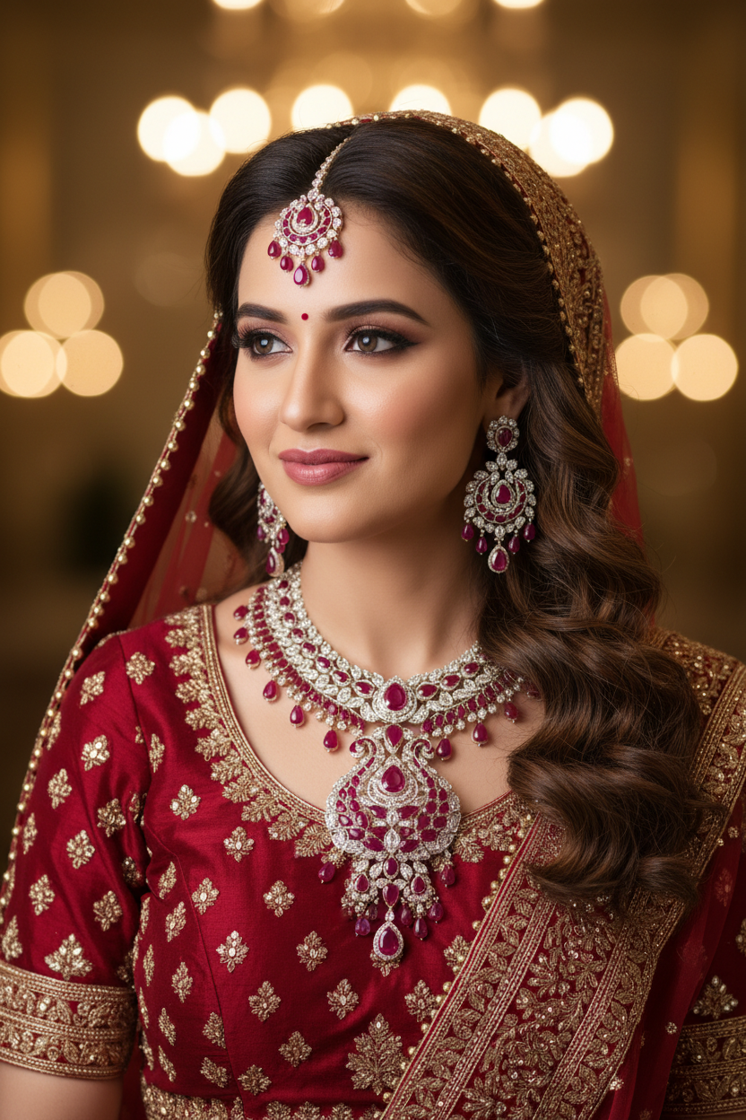 Ruby Red AD Necklace Set - Bridal Lifestyle Editorial