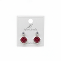92.5 Sterling Silver Ruby Red Cushion Drop Earrings studio promotional shot