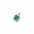 Emerald Green CZ Silver Pendant - Studio White Background