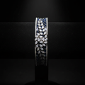 Navy blue baguette AD bangle with white marquise leaf overlay on dark velvet studio display