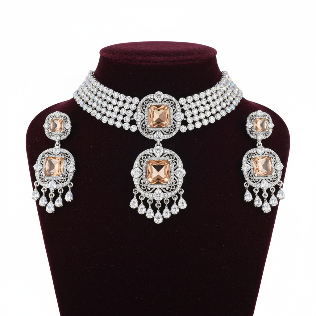 Champagne Topaz Choker Set - Studio Editorial