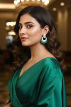 Emerald Green CZ Open Circle Earrings – lifestyle editorial evening look
