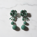 Emerald Bloom Crystal Drop Earrings - flat lay promotional