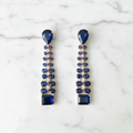 Rose Gold AD Sapphire Blue CZ Ladder Drop Earrings - Studio Promotional Shot