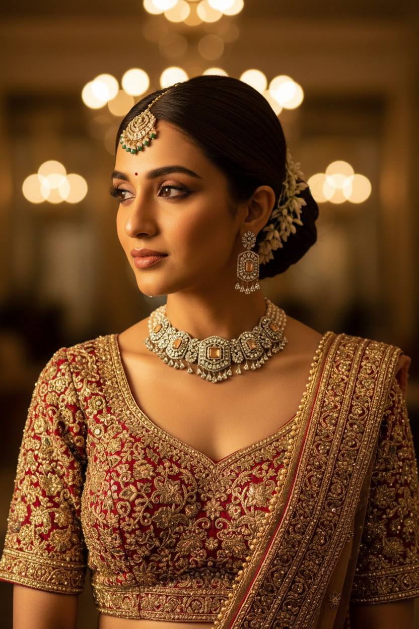 Champagne Topaz Pearl Choker Set - Bridal Lifestyle