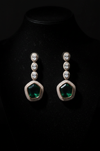Emerald Royale AD Drop Earrings - dark velvet editorial shot