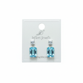 92.5 Sterling Silver Aqua Blue Rectangular CZ Drop Earrings studio promotional shot