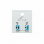 92.5 Sterling Silver Aqua Blue Rectangular CZ Drop Earrings studio promotional shot