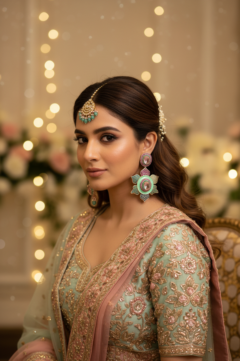 Mint Green Enamel Pink Morganite Lotus Earrings – bridal lifestyle editorial