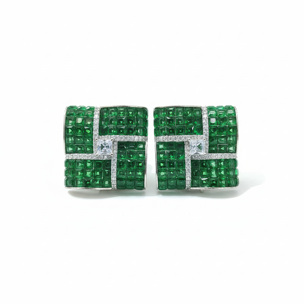 Emerald Royale AD Earrings – white background studio promotional image