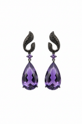Amethyst Wave Teardrop Drop Earrings – white background studio promotional image