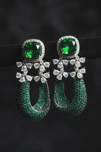 Emerald Green Horseshoe Drop Earrings - editorial lifestyle shot