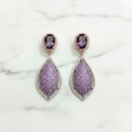 Rose Gold AD Amethyst Purple CZ Marquise Leaf Drop Earrings - Studio Promotional Shot