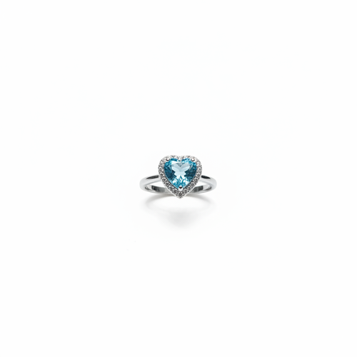 92.5 Sterling Silver Aquamarine Heart Ring studio product shot