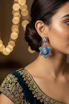 Multicolour CZ Lotus Flower Blue Enamel Earrings – bridal lifestyle editorial