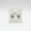 92.5 Sterling Silver Diamond White Round Cluster Halo Stud Earrings studio promotional shot