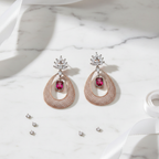 Rose Gold AD Open Teardrop Hoop Earrings - Studio Promotional Shot