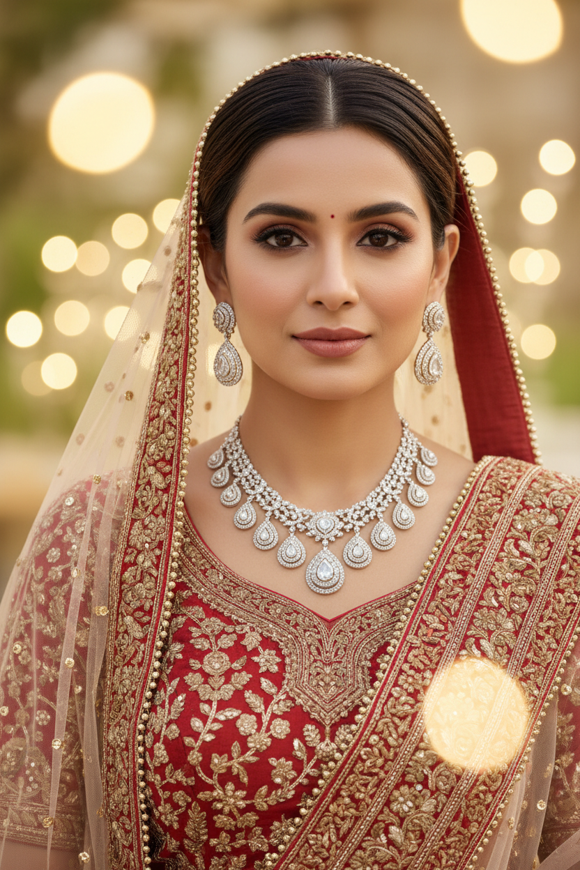 AD Diamond Necklace Set - Bridal Lifestyle Editorial