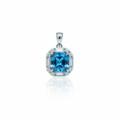 Sapphire Blue CZ Silver Pendant - Studio White Background