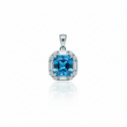 Sapphire Blue CZ Silver Pendant - Studio White Background