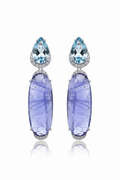 Tanzanite Blue Oval Drop Earrings – white background studio promotional image