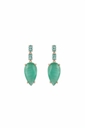 Emerald Aqua Link Teardrop Drop Earrings – white background studio promotional image