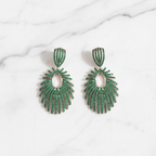 Rose Gold AD Emerald Peacock Fan Earrings - Studio Promotional Shot