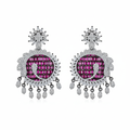 Ruby Diamond Chandbali Disc Earrings - white background studio shot