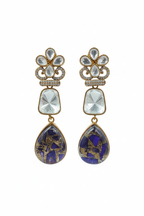 Polki Crown Lapis Mosaic Drop Earrings – white background studio promotional image