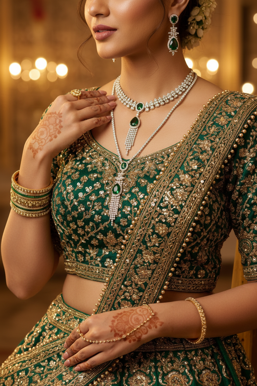 Emerald Green Necklace Set - Bridal Lifestyle