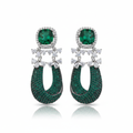 Emerald Green Horseshoe Drop Earrings - white background studio shot