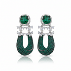 Emerald Green Horseshoe Drop Earrings - white background studio shot