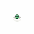 92.5 Sterling Silver Emerald Oval Cocktail Ring studio product shot