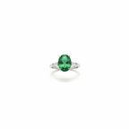92.5 Sterling Silver Emerald Oval Cocktail Ring studio product shot