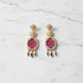 Gold AD Ruby Red CZ Oval Earrings - Studio Promotional Shot