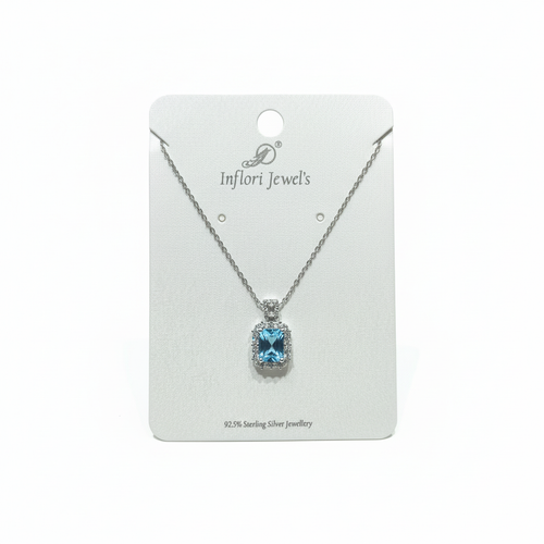 92.5 Sterling Silver Aquamarine Pendant Necklace studio shot